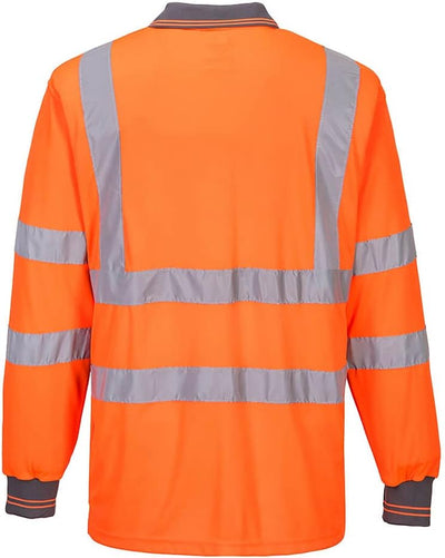 Portwest Langarm Warnschutz Polo Shirt, Grösse: XXXL, Farbe: Orange, S277ORRXXXL 3XL Orange, 3XL Ora