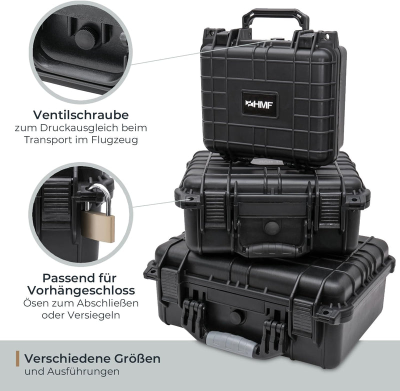 HMF ODK100 Outdoor-Fotokoffer, Transportkoffer mit Rasterschaumstoff | 23 x 19 x 11 cm, 23 x 19 x 11