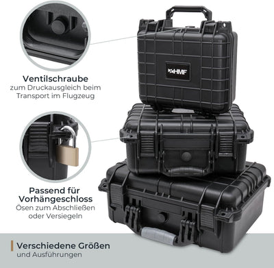 HMF ODK100 Outdoor-Fotokoffer, Transportkoffer mit Rasterschaumstoff | 34 x 29,5 x 15,5 cm, 34 x 29,