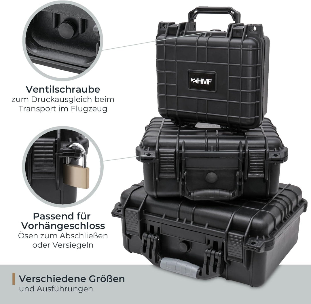 HMF ODK100 Outdoor-Fotokoffer, Transportkoffer mit Rasterschaumstoff | 41 x 32 x 17,5 cm, 41 x 32 x