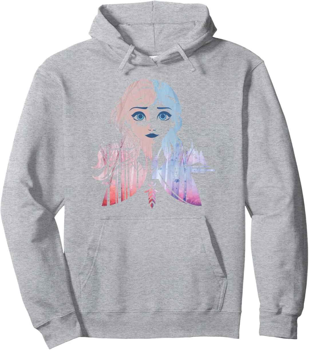 Disney Frozen 2 Anna Two Tone Gradient Portrait Fill Pullover Hoodie