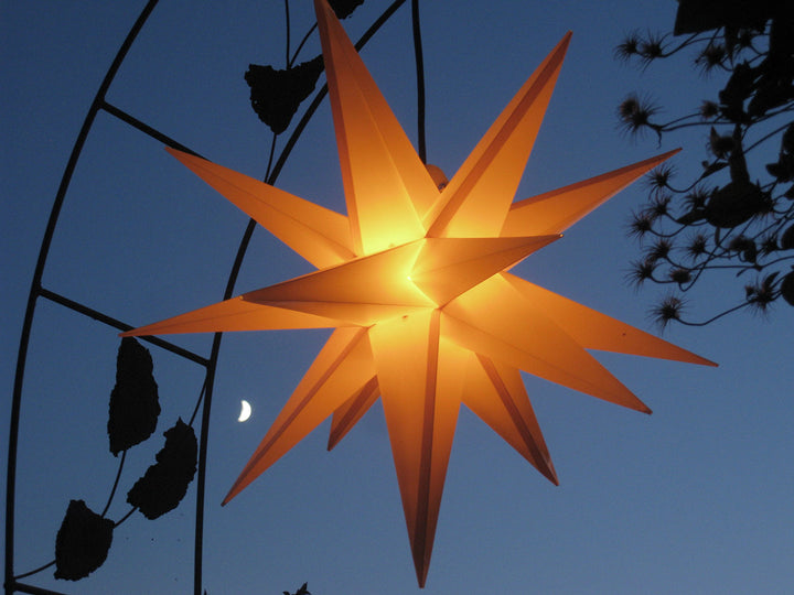 Aussenstern gelb mit auswechelbarer LED - beleuchteter Stern 55-60 cm Adventsstern Weihnachtsstern L
