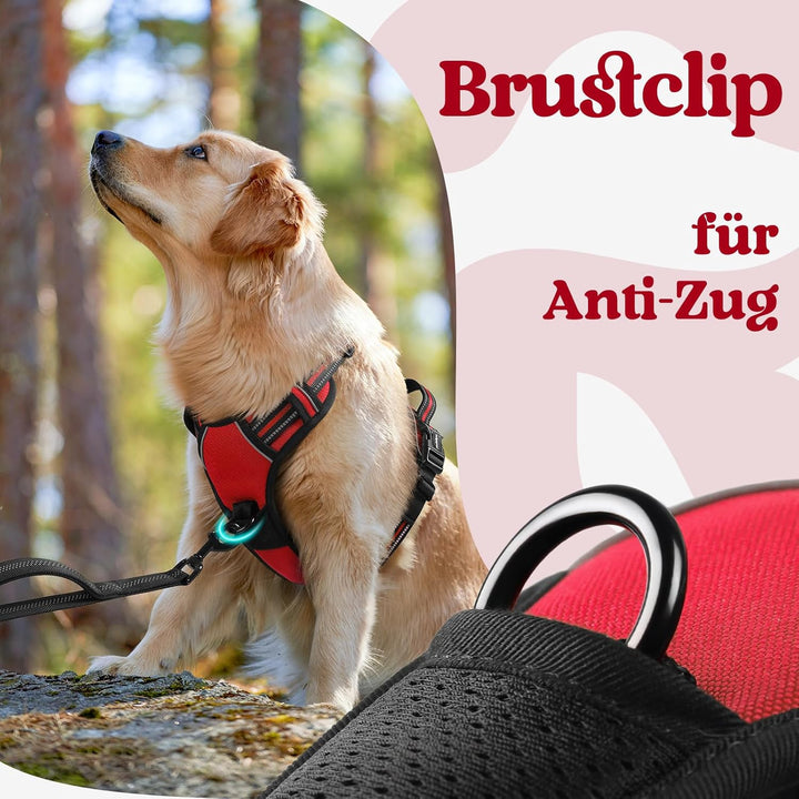 rabbitgoo Hundegeschirr Grosse Hunde, Verstellbare Geschirr Hund ohne Zug & Würgen, Anti Zug Hundege