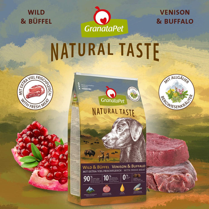 GranataPet Natural Taste Wild &amp; Büffel, 4 kg, Trockenfutter für Hunde, Hundefutter ohne Getreide &amp; o