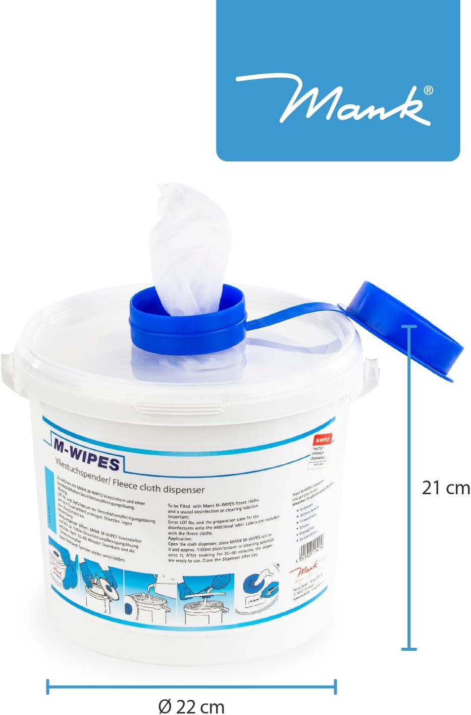 Reinigungstuch M-Wipes aus Spunlace ca. 200 Abrisse Weiss Vliesrolle im Spendereimer Wischtuch Reini