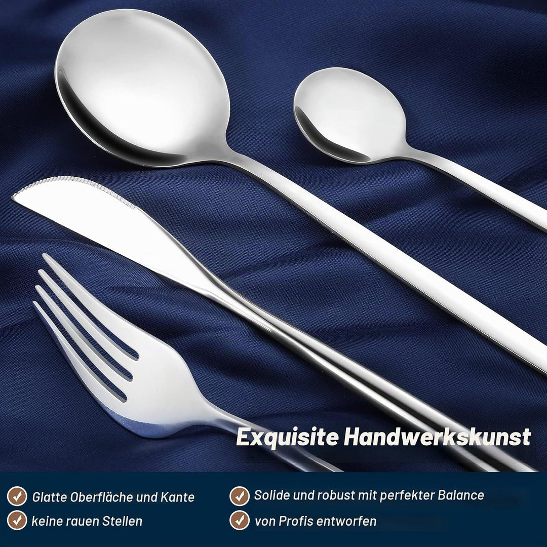 Bestdin Besteck Set 6 Personen, 24 teilig Edelstahl Besteckset, Essbesteck Set mit Messer Gabel Löff