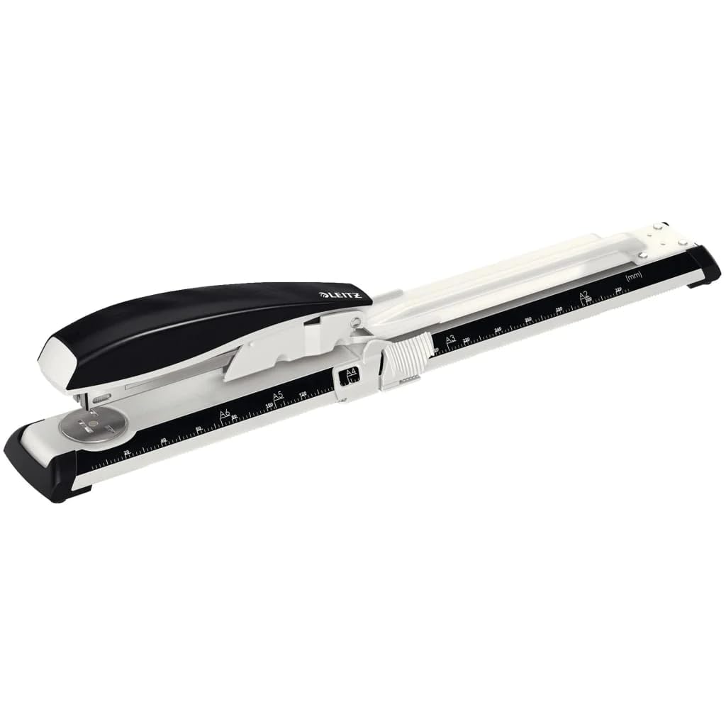 Leitz Langarm-Büroheftgerät aus Metall, Für 40 Blatt, Inkl. Heftklammern, Ergonomisches Design, Schw