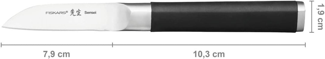 Fiskars Messer-Set, Sensei, 5-teilig, Kochmesser, Brotmesser, Santoku-Messer, Gemüsemesser, Schälmes