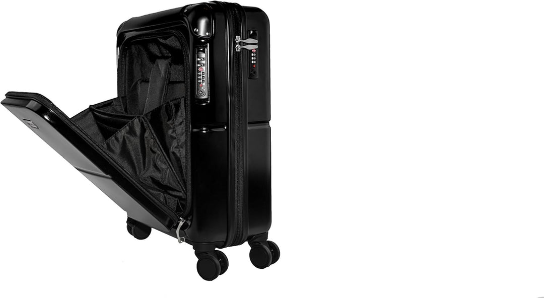 Amoveda Handgepäck Trolley Koffer mit Waage im Griff, Powerbank ,TSA, Notebookfach, 4 Rollen, Erweit