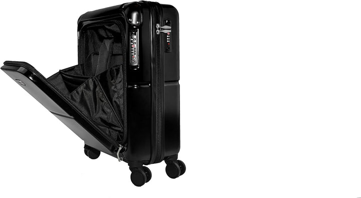 Amoveda Handgepäck Trolley Koffer mit Waage im Griff, Powerbank ,TSA, Notebookfach, 4 Rollen, Erweit