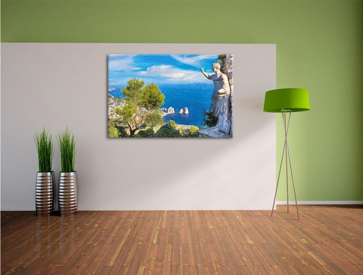 Pixxprint Insel Capri in Italien als Leinwandbild/Grösse: 100x70 cm/Wandbild/Kunstdruck/fertig bespa