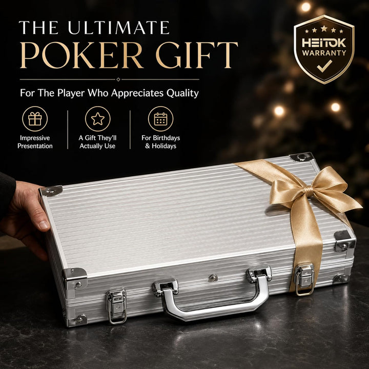 Poker Koffer 300 Chips 14g Clay – Premium Pokerchips Set mit Eisenkern & Nummerierten Werten – Art D