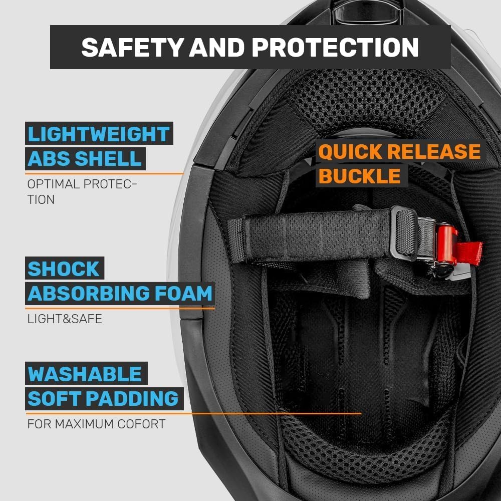 Westt Klapphelm Flip up Motorradhelm Integralhelm Herren Damen mit verstärktem Kinnschutz Chopper Mo