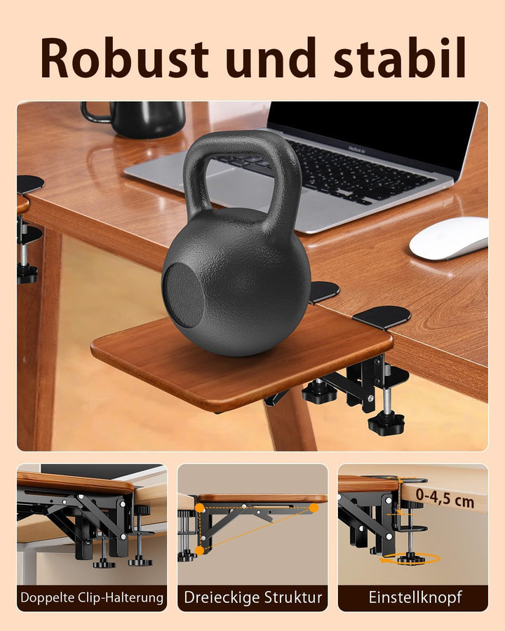 Ergonomische Schreibtisch Verlängerung,20,8x19,3 cm Armauflage Schreibtisch,90° klappbare Unterarmst
