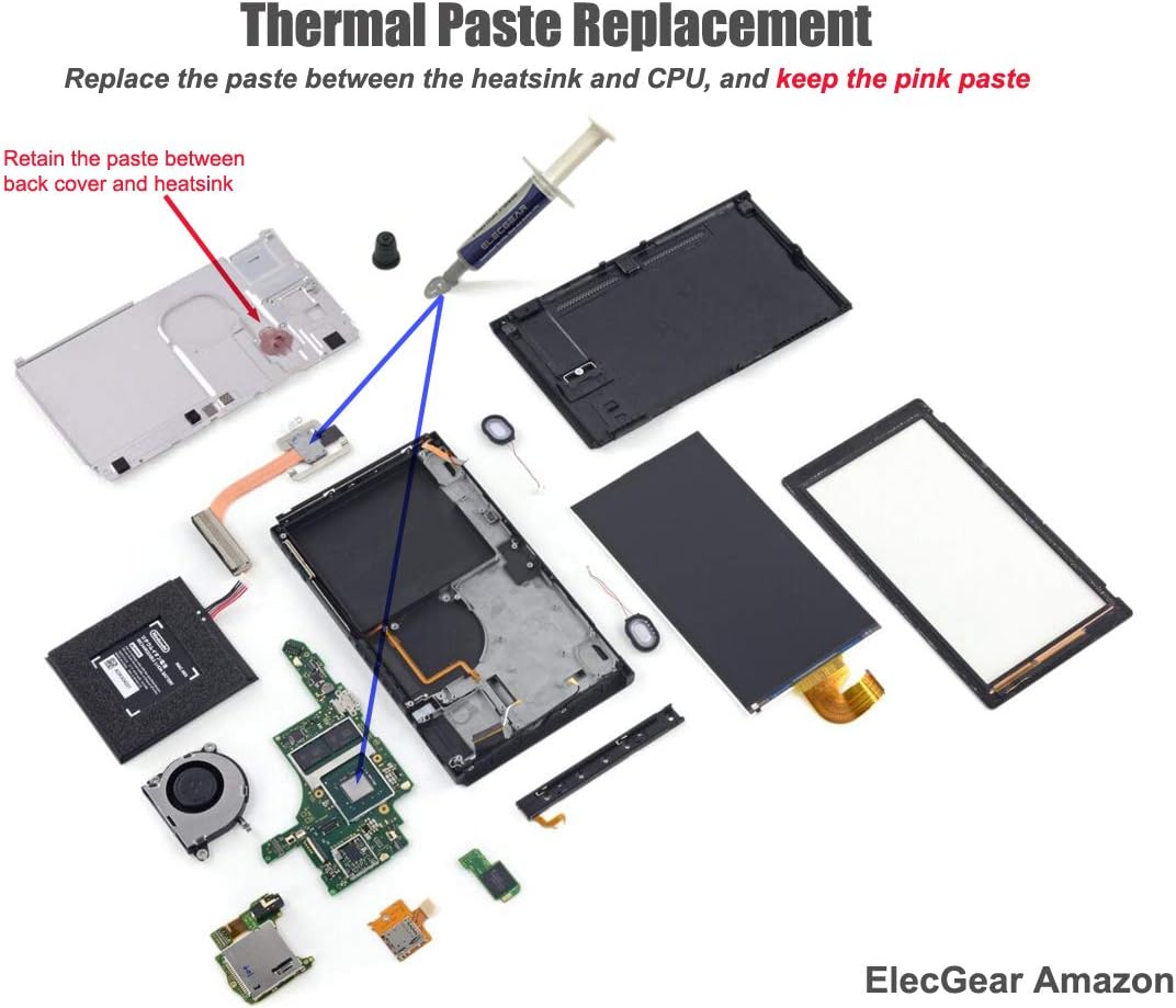 ElecGear Replacement CPU Lüfter kompatibel mit Nintendo Switch HAC-001, Intern Reparatur Ersatzkühle