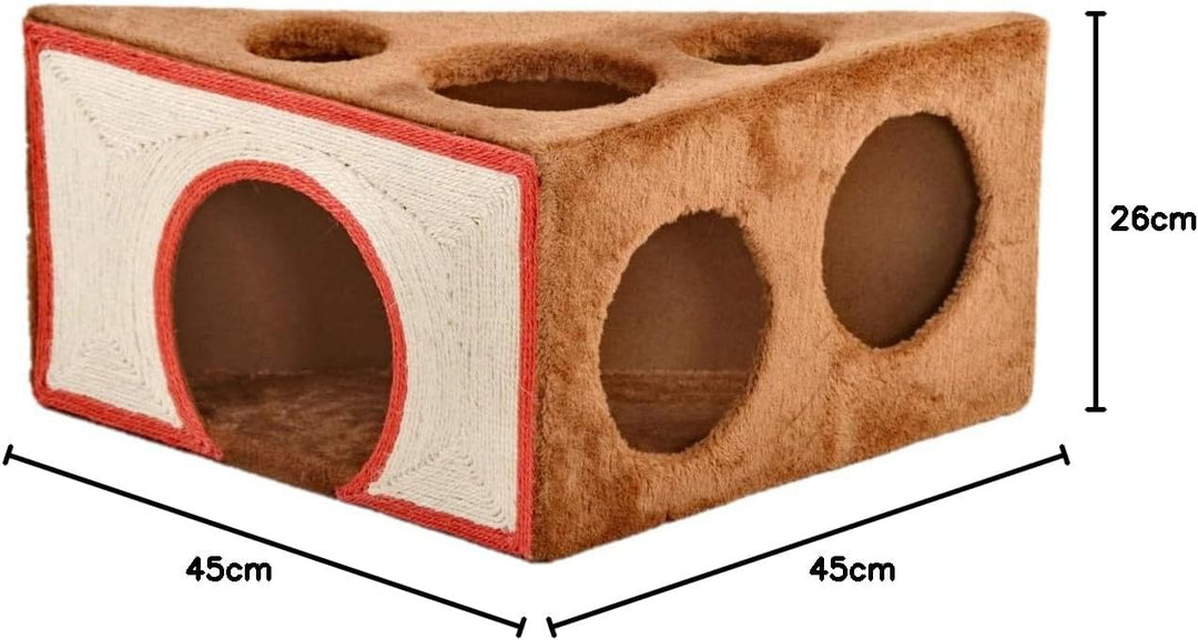 Lycce Katzenhöhle KäseEcke braun 45cm x 45cm x 26cm