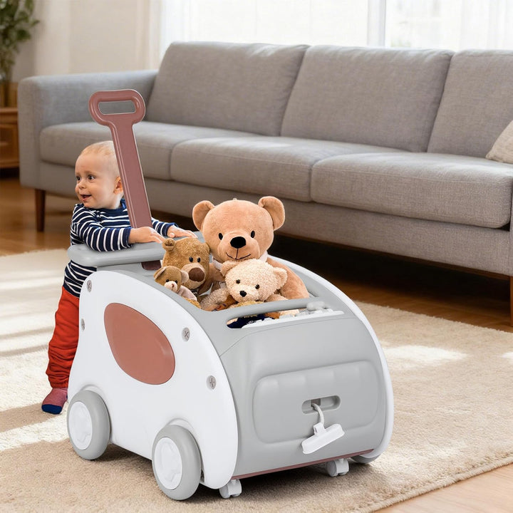 LIFEZEAL Lauflernhilfe 2-in-1 für Babys, Gehhilfe und Schiesshilfe mit klappbarem Sitz, Stauraum und