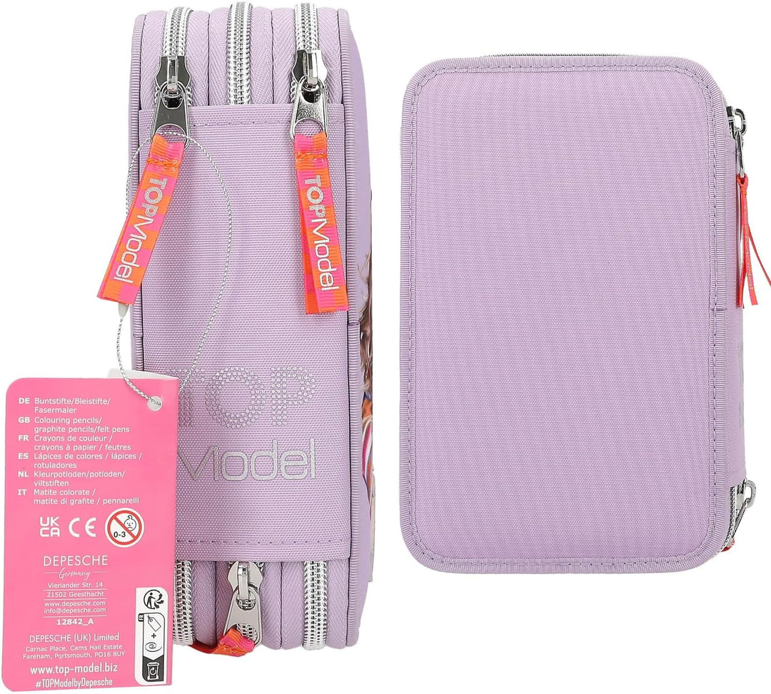 Depesche 3-Fach Federtasche mit appliziertem Smartphone TOPModel Joy lila