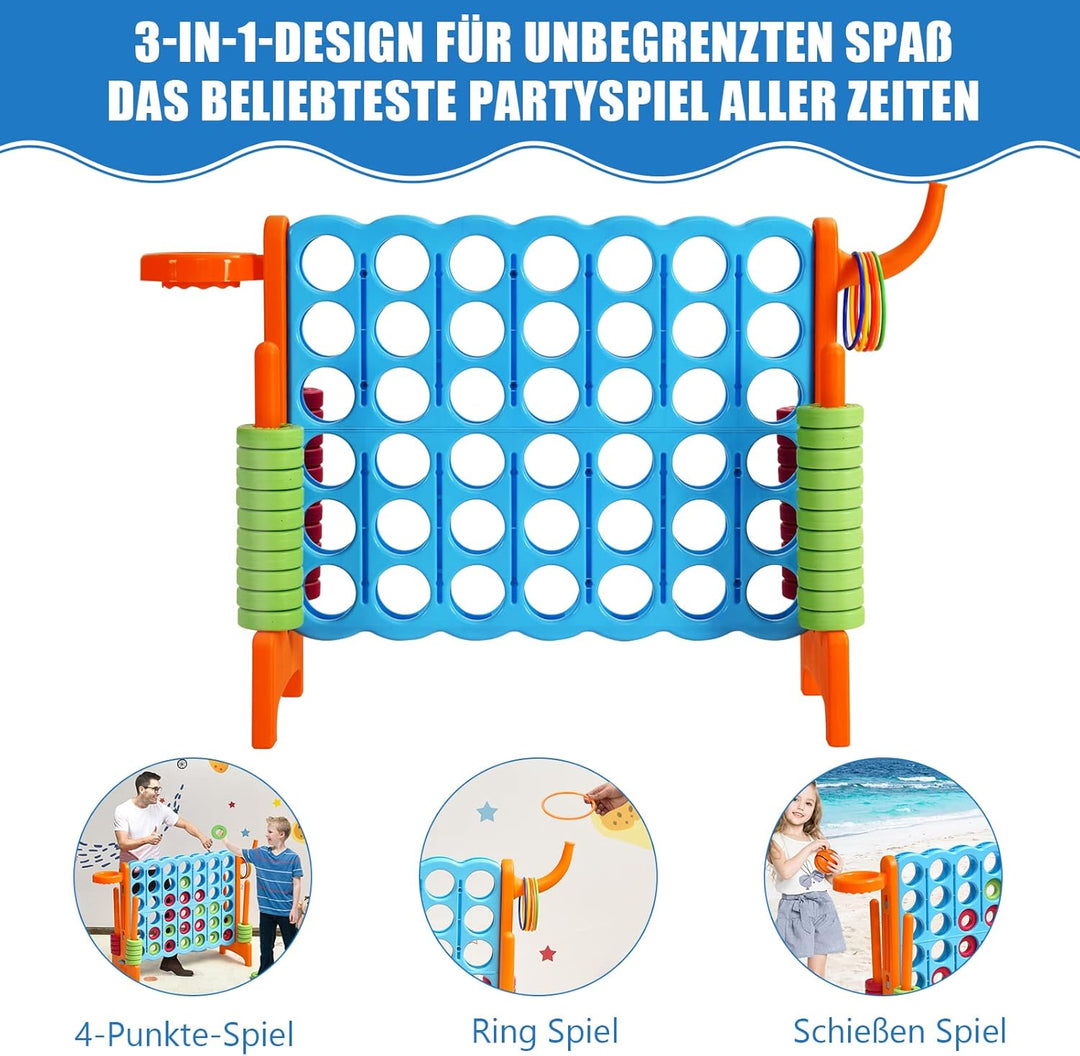 GOPLUS Riesiges 4 Gewinnt Spiel, Strategiespiel mit 42 Ringen, Basketballkorb & Wurfspiel & Schnells