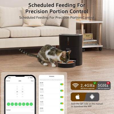 Balimo Futterautomat Katze, 3L Katzenfutter Automat, 2.4G WiFi Futterspender Katze, 1-10 Mahlzeiten,
