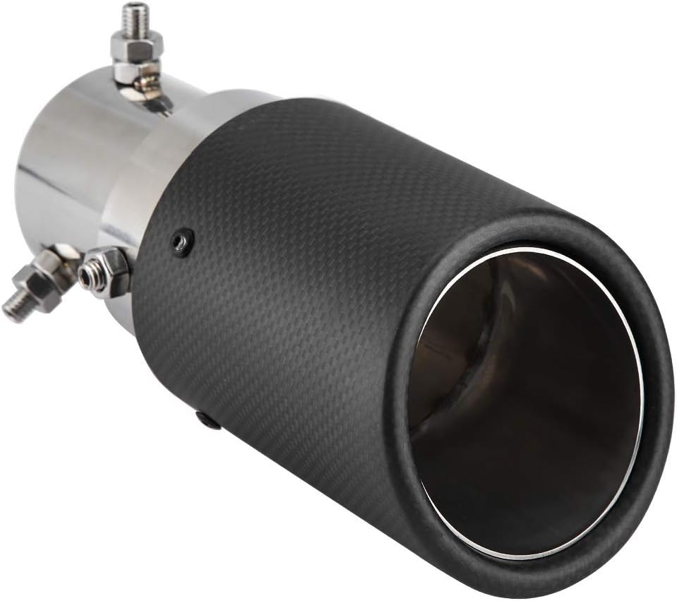 VOBOR Universell Auto Auspuffblenden,Schwarz 40-54mm Carbon Verstellbar Einzelauslass Auspuffblende,