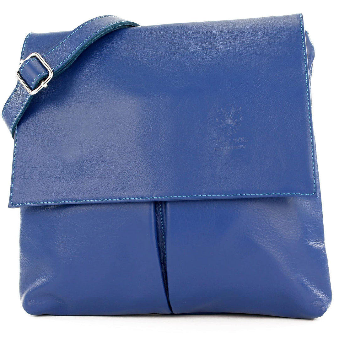 modamoda de T63 Damen Nappaleder Umhängetasche Schultertasche handmade in Italy Blau, Blau