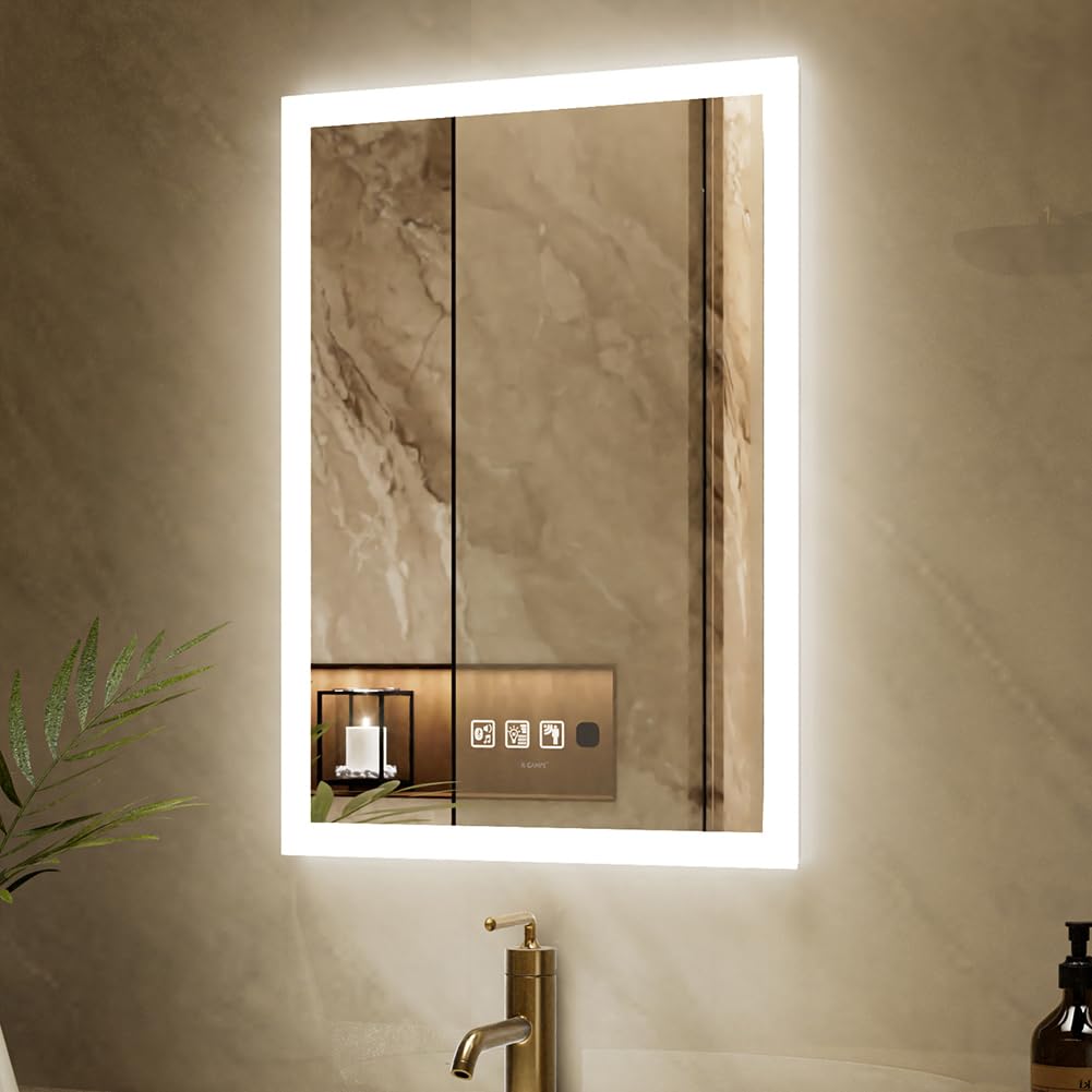 GANPE LED Badezimmerspiegel, Schminkspiegel Wandmontage, menschliche Induktion, Bluetooth, Anti-Besc