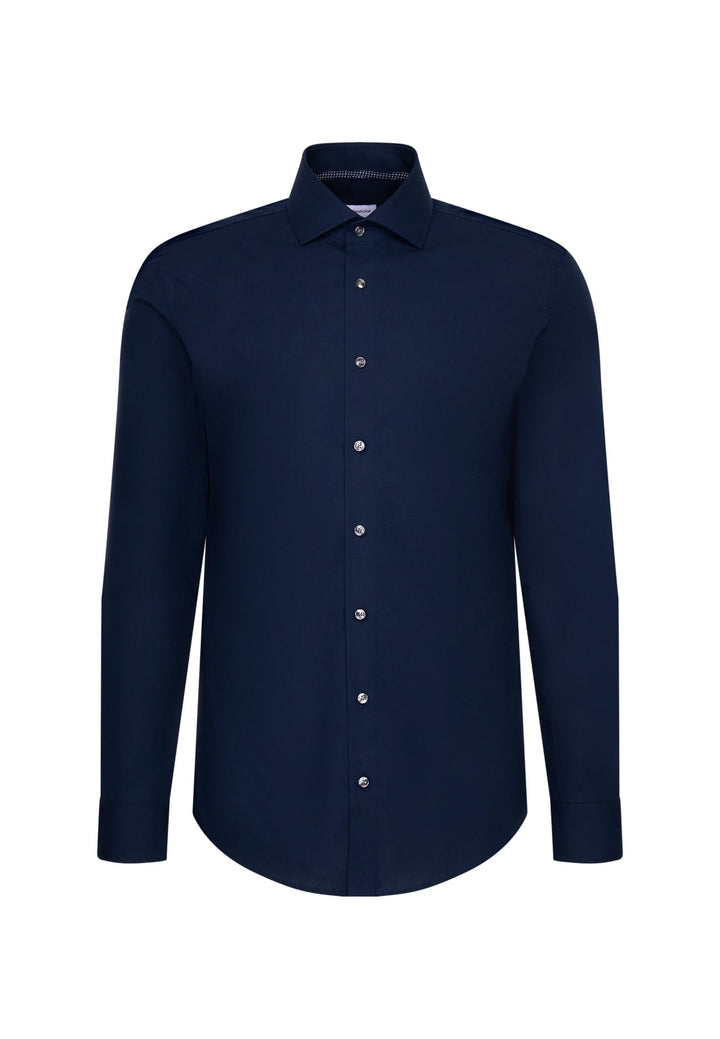 Seidensticker Herren Men Slim Patch Longsleeve Cotton Hemd 36 Dunkelblau(665477), 36 Dunkelblau(6654