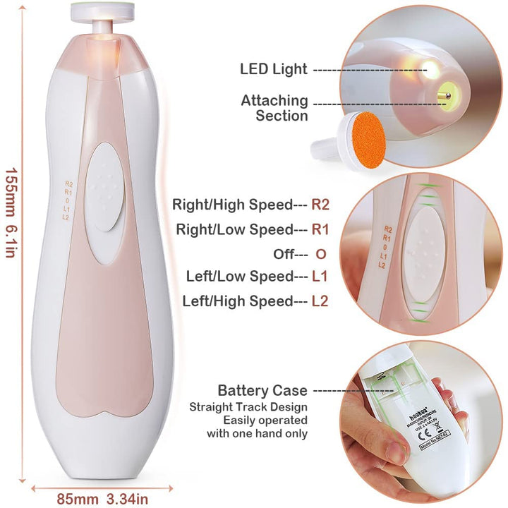 haakaa Baby Nageltrimmer Elektrisch Baby Nagelknipser Set für Neugeborene, Kleinkinder oder Erwachse