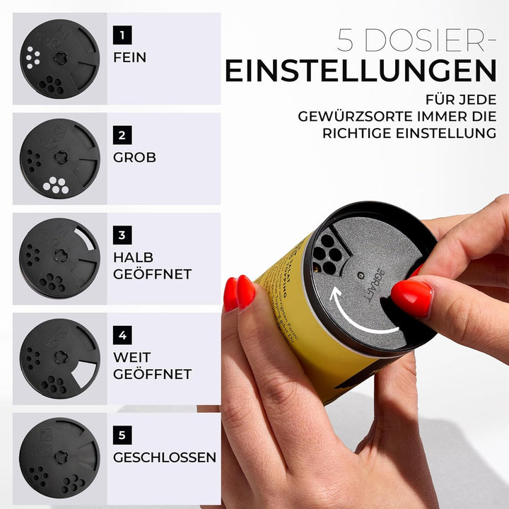 Graft Aufsatz für Gewürzdosen | 8 Stück | Passend für Just Spices Gewürze | Streuaufsatz für perfekt