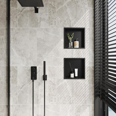 Neodrain Wandnische Dusche Edelstahl Eingebettete Duschnische Schwarz Einzelregal Lagerung für Badez