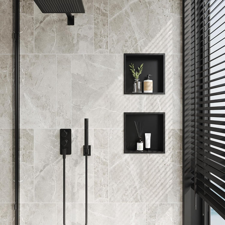 Neodrain Wandnische Dusche Edelstahl Eingebettete Duschnische Schwarz Einzelregal Lagerung für Badez