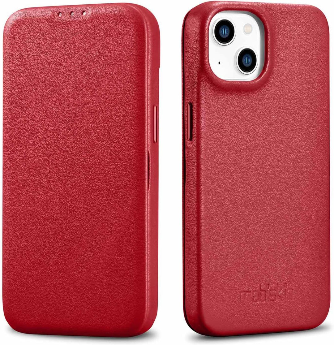 Mobiskin Hülle kompatibel mit Apple iPhone 14 Plus (6,7 Zoll), Handyhülle mit echtem Leder, Case, Sc