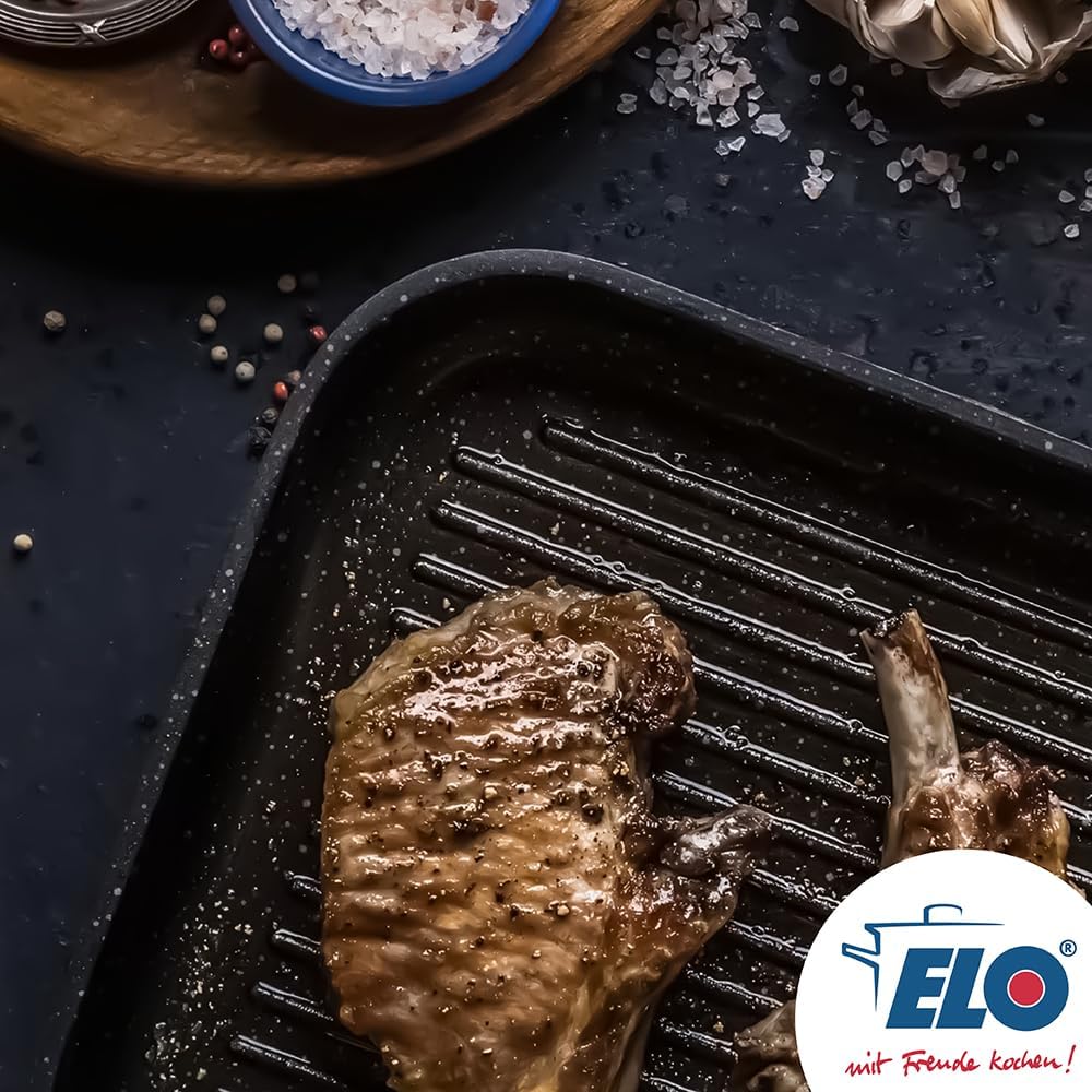 ELO 59558 Grillpfanne 28x28cm PURE BELUGO innen mit keramischer Beschichtung, geeignet für alle Herd