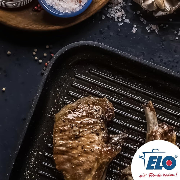 ELO 59558 Grillpfanne 28x28cm PURE BELUGO innen mit keramischer Beschichtung, geeignet für alle Herd