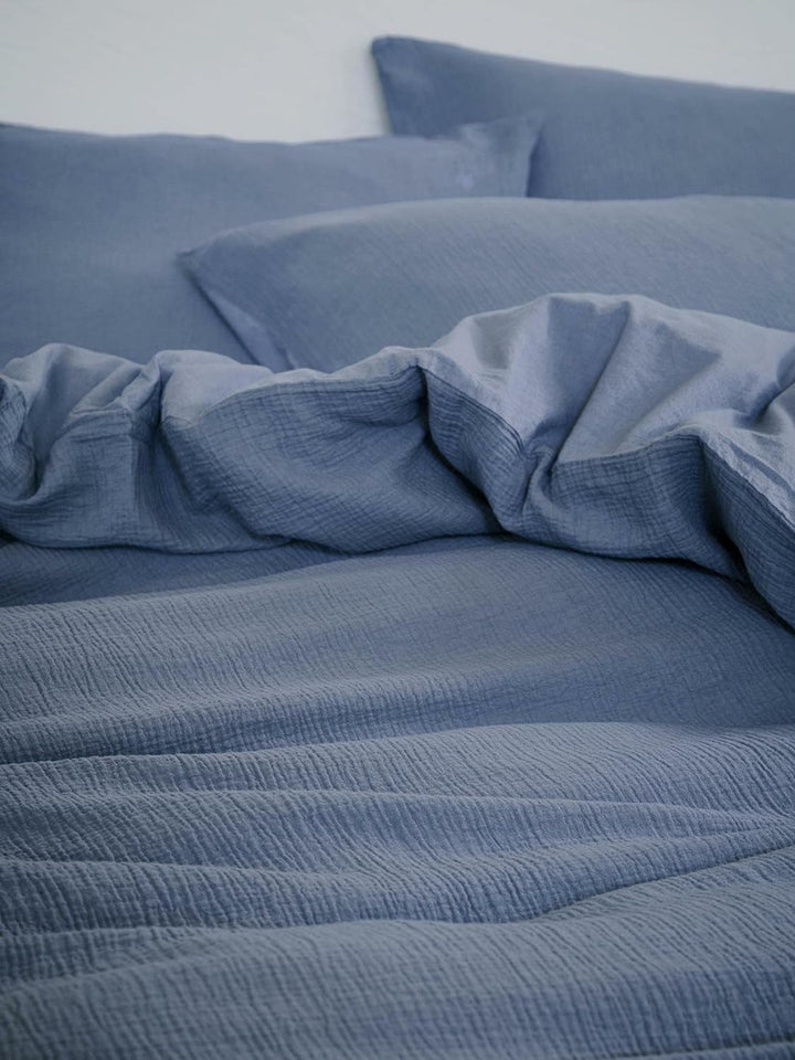 Marc O'Polo Bettwäsche Kuva Duvet I Grösse 200x220 2 80x80 cm I Farbe Smoke Blue