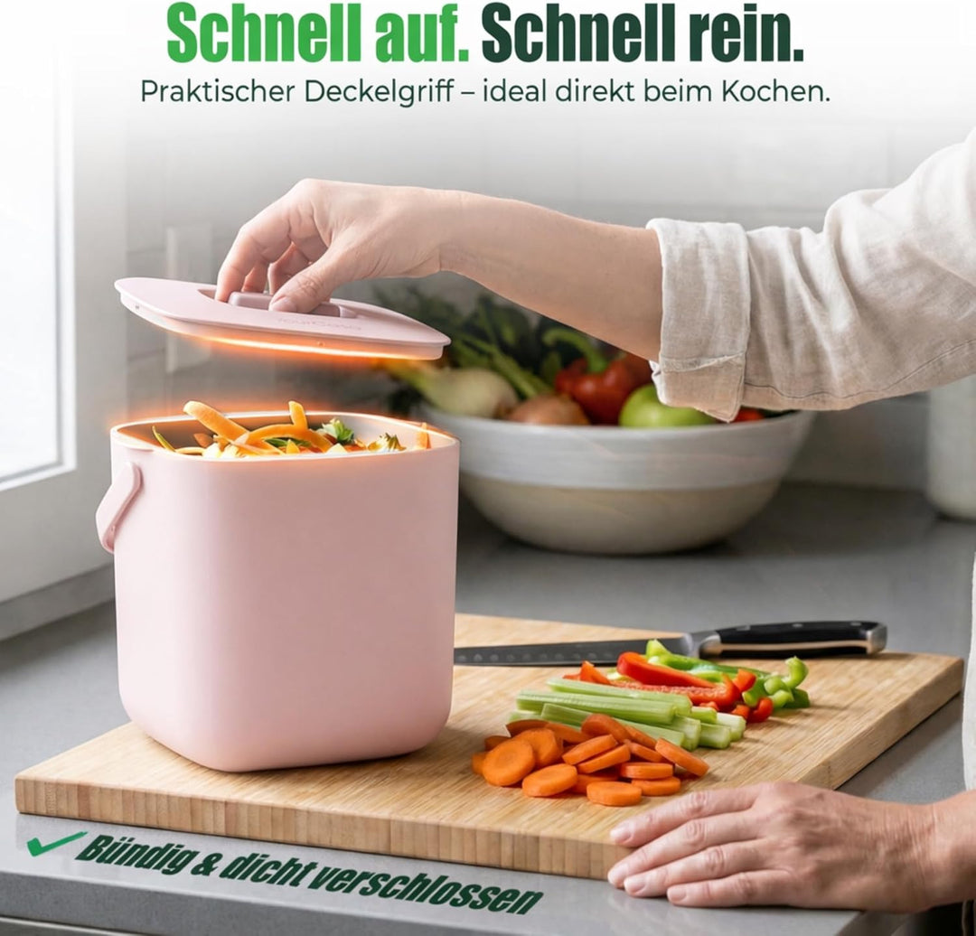 YourCasa Biomülleimer Küche 7L - Komposteimer mit herausnehmbarem Sieb & Deckel - geruchsdicht, spül