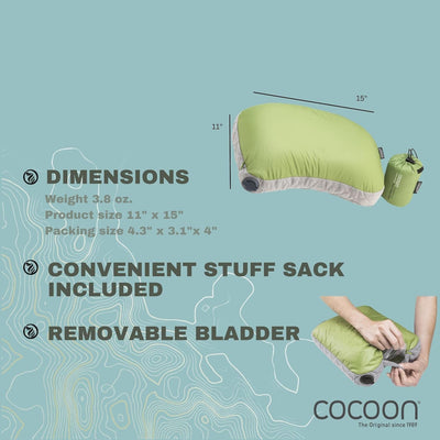 Cocoon Air-Core Hood/Camp Pillow Grösse 28 x 37 cm Wasabi/Grey, Wasabi/Grey