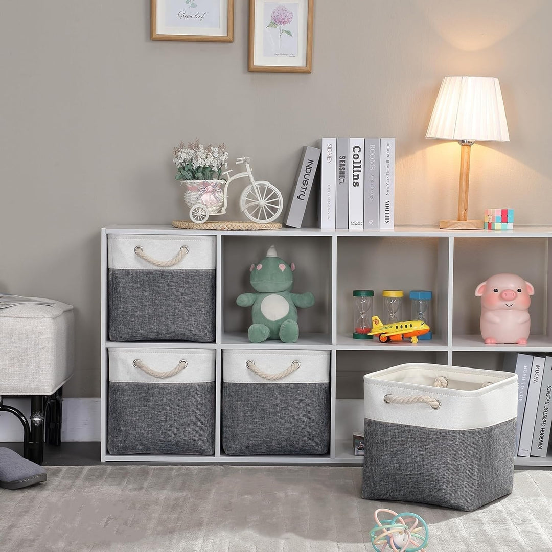 Mangata Aufbewahrungsbox Stoff,(28x28x28cm) Aufbewahrungskorb, Korbe Stoff in Würfel für Schrank, Re