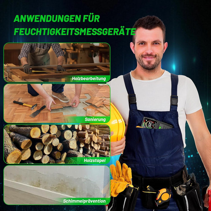 Feuchtigkeitsmessgerät für Wand & Holz – Zerstörungsfreies Feuchtemessgerät und Feuchtigkeitsmesser
