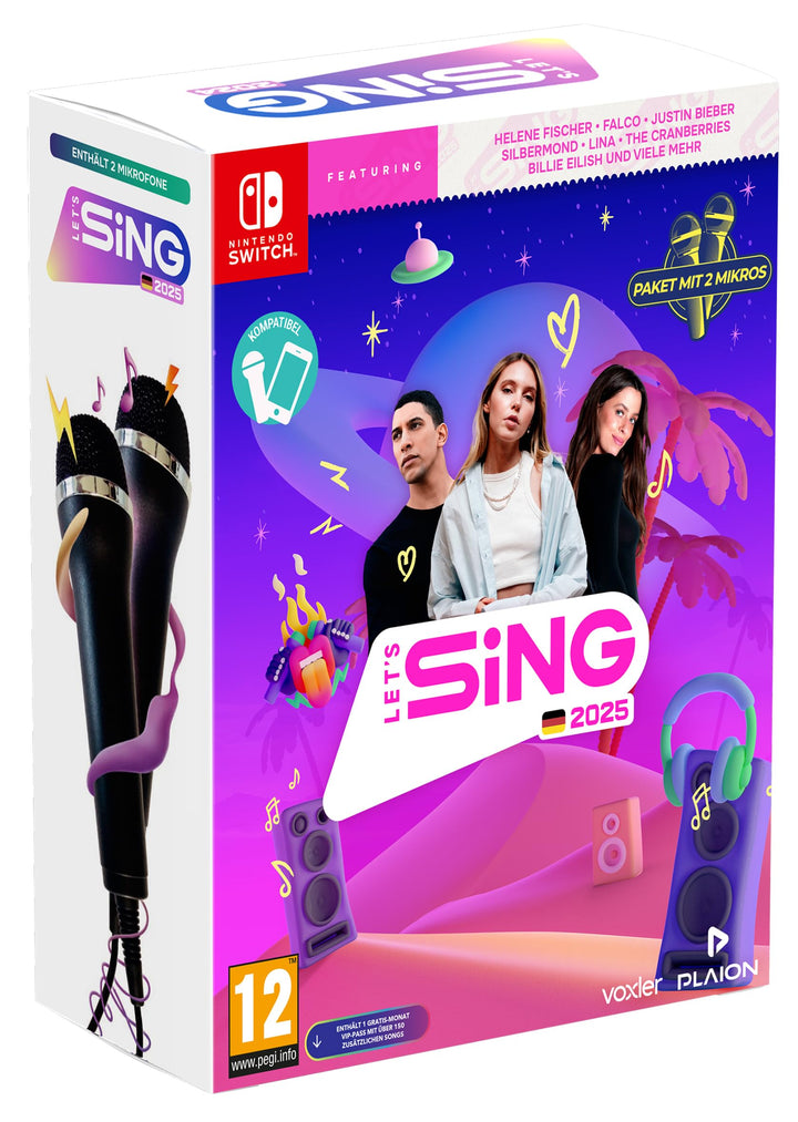 Let's Sing 2025 German Version (+ 2 Mics) (Nintendo Switch) (AT-PEGI) Nintendo Switch Spiel + 2 Mikr