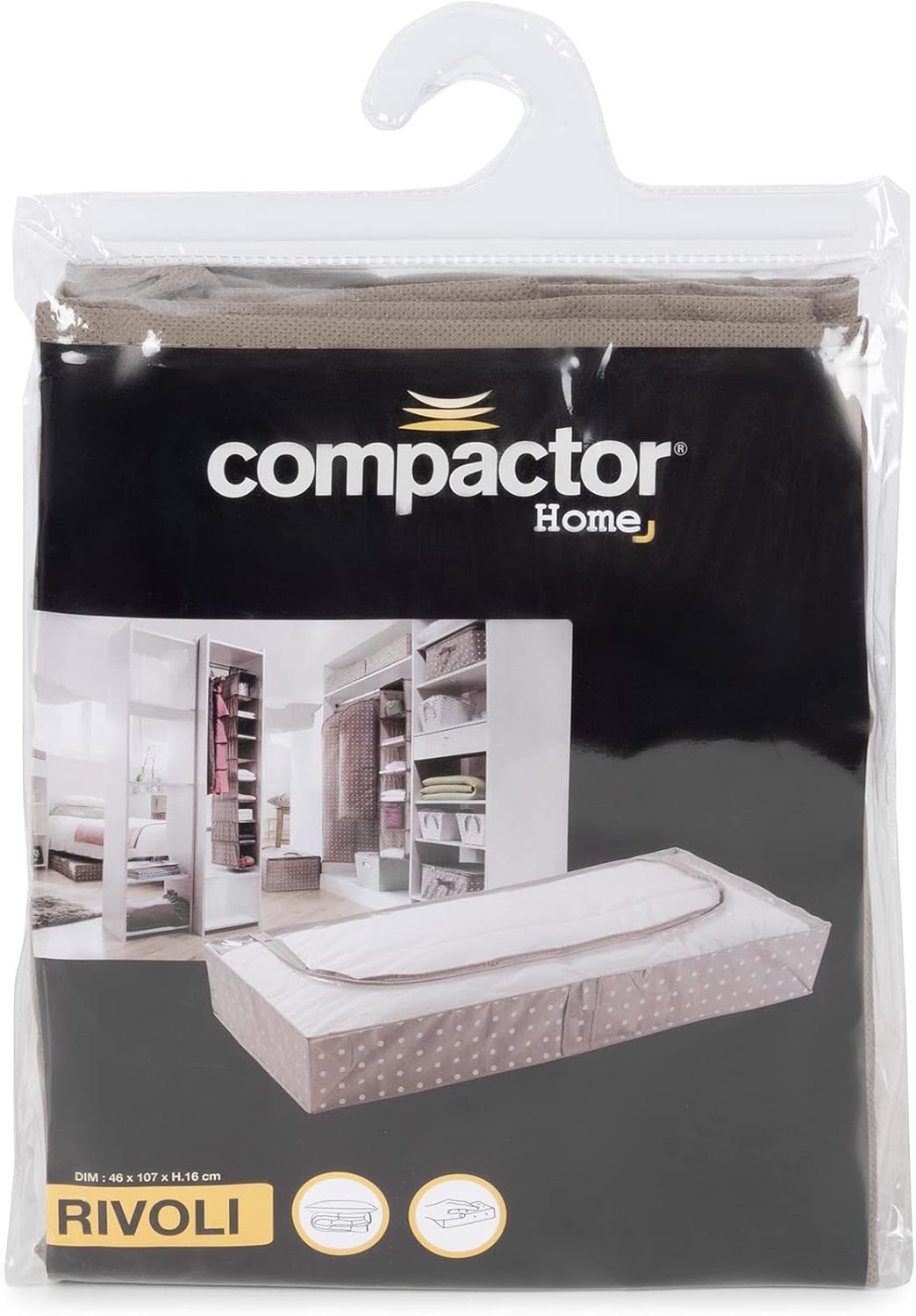 Compactor RAN9816 3er Set extra Flache Unterbettkommode, staubdicht, Beige/Weiss, Polypropylen und E