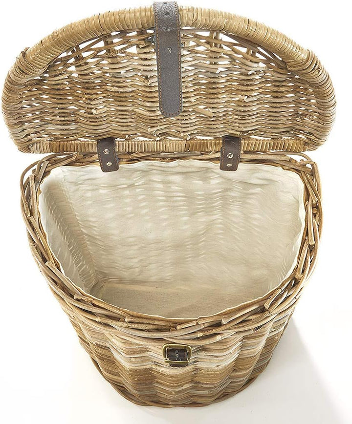 Kobolo Wäschebehälter Wäschetonne Wäschesammler - Rattan - grau - 51x32x55 cm