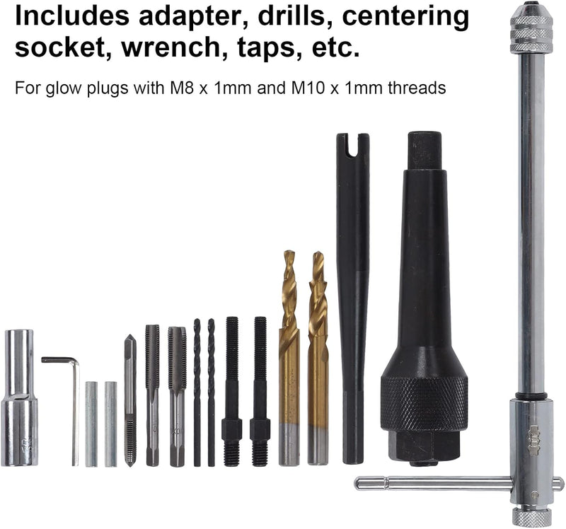 Glühkerzenspitzen-Abzieher-Kit, Glühkerzen-Abziehwerkzeug-Abzieher-Bit-Adapter-Sechskantschlüssel-St