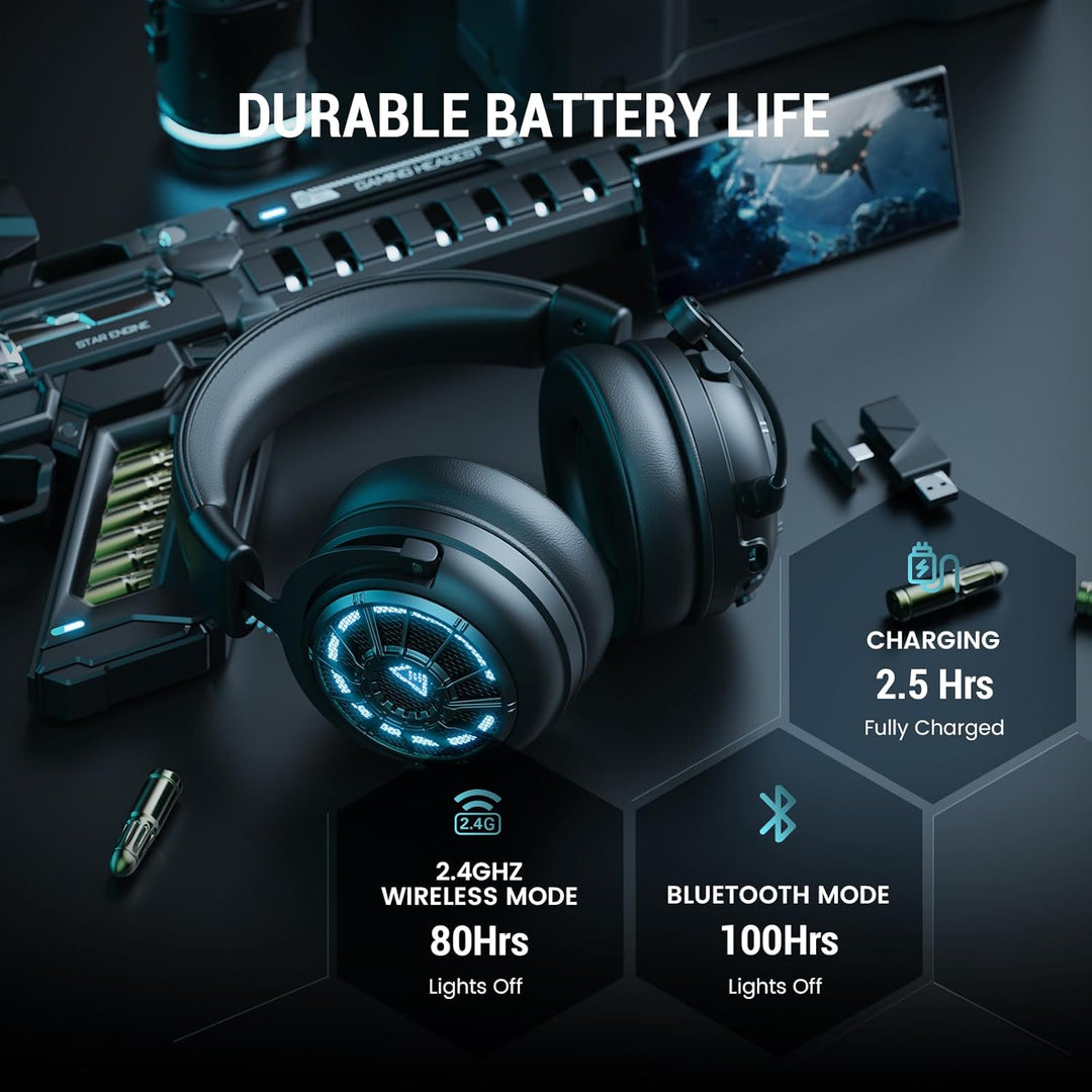 EKSA E5000BT Wireless Gaming Headset, Detachable Noise Canceling Microphone Bluetooth 5.3 Gaming Hea