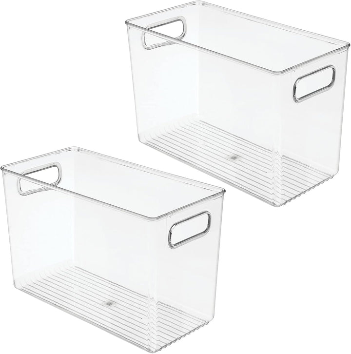 mDesign 2er-Set Aufbewahrungsbox mit Griffen – hohe Kühlschrankbox zur Lebensmittelaufbewahrung – Ab