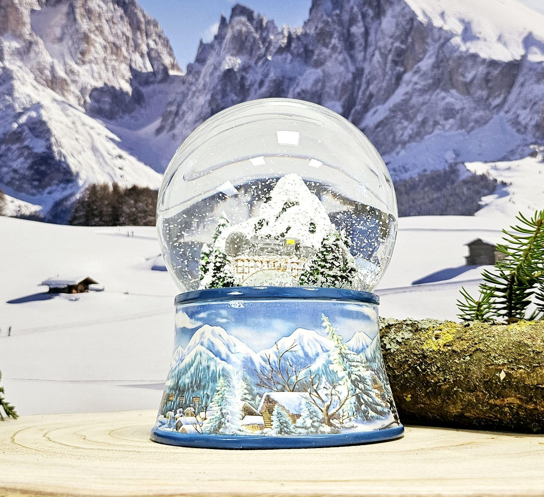 Weihnachts-Schneekugel mit Musik | Schneekugel Nostalgische Berglandschaft mit Brücke | Sockel Winte
