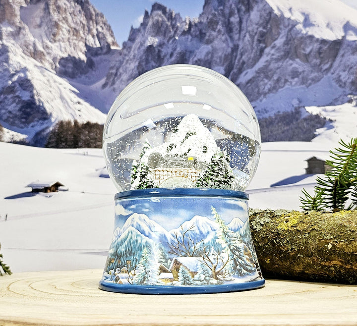 Weihnachts-Schneekugel mit Musik | Schneekugel Nostalgische Berglandschaft mit Brücke | Sockel Winte