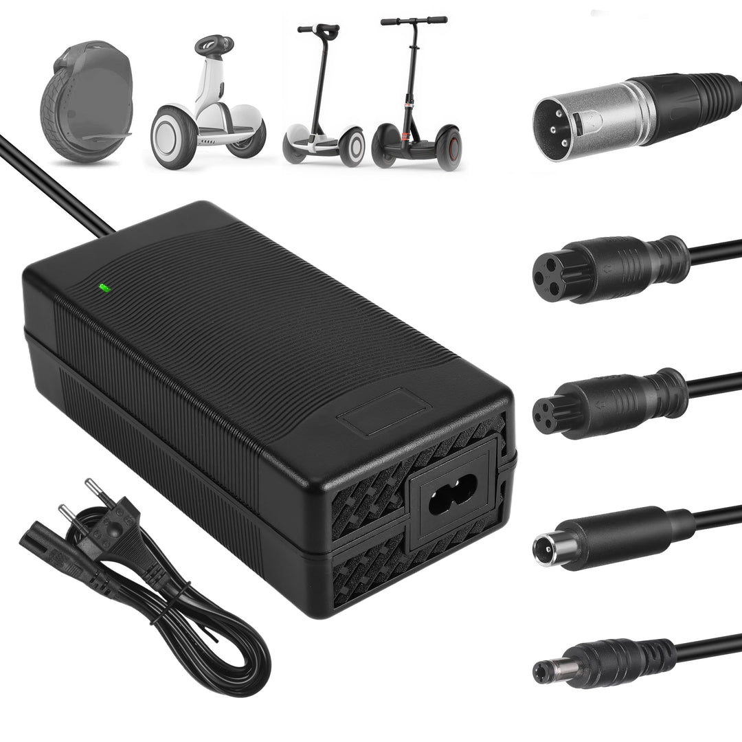 JIZZU Ladegeräte für Scooter, 42 V 3 A AC Hoverboard Adapter, Universal Netzteil Ladegerät mit 4 Ans