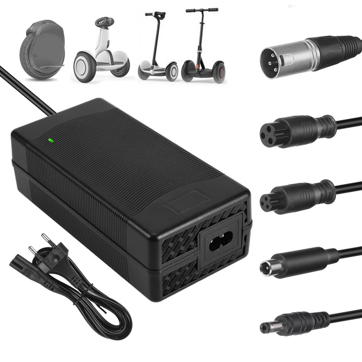 JIZZU Ladegeräte für Scooter, 42 V 3 A AC Hoverboard Adapter, Universal Netzteil Ladegerät mit 4 Ans